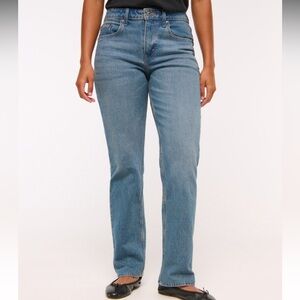 Abercrombie & Fitch Women's Curve Love Straight Leg Blue Jeans